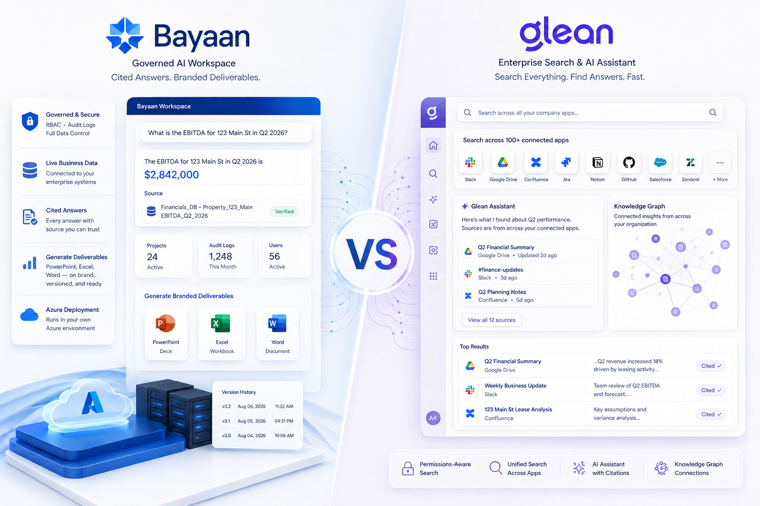 Bayaan vs Glean interface preview