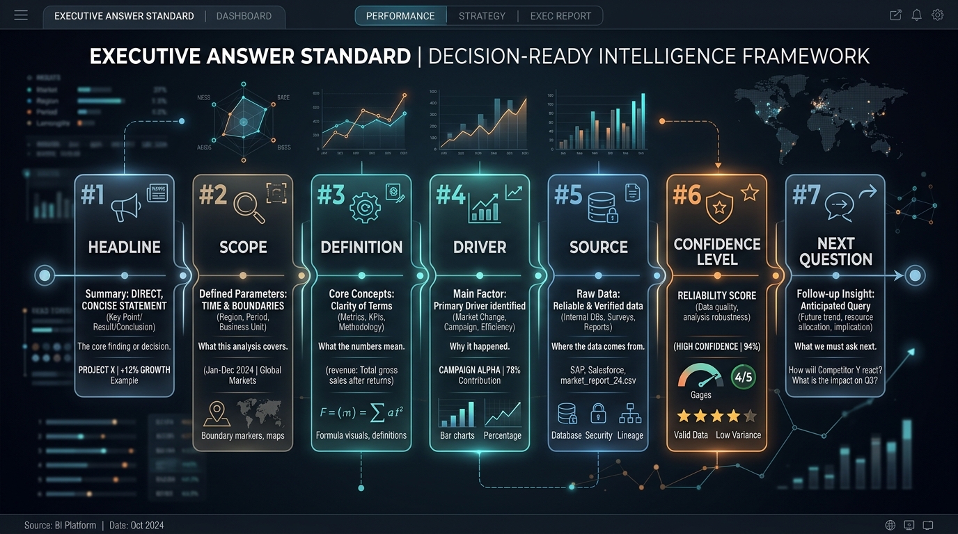 Governed portfolio answer workflow for CRE executives
