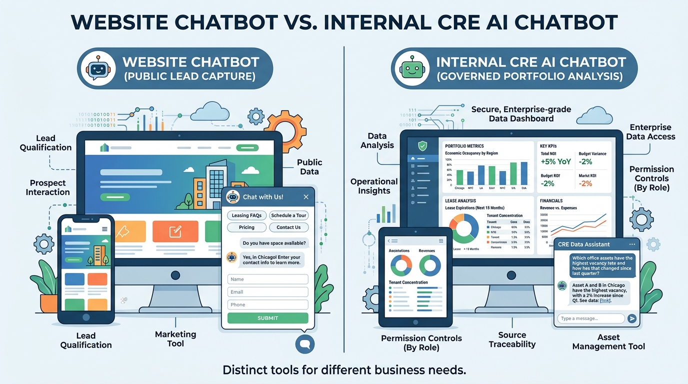 Commercial real estate chatbot workflow and data layers
