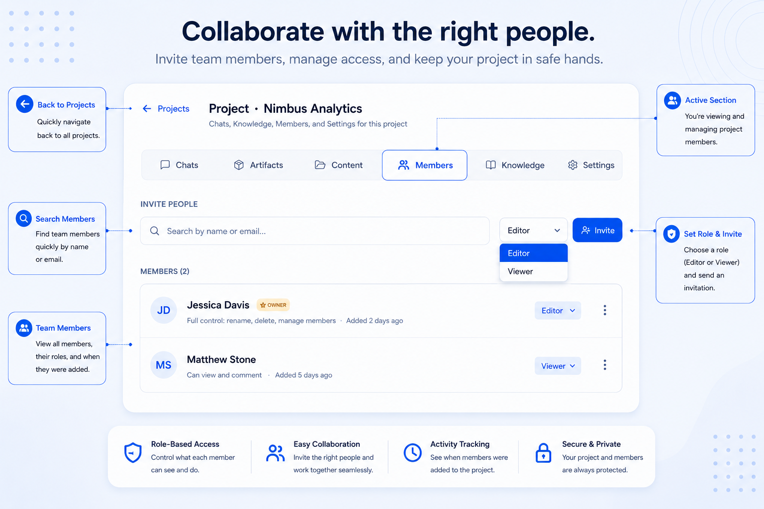 Bayaan Projects Scope members workspace